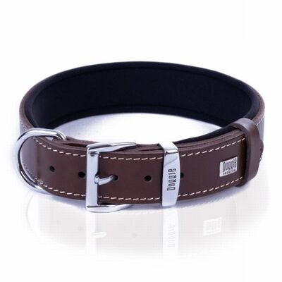 Doggie Comfort Leather Dog Collar Brown Durable Design 60cm