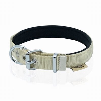Doggie Comfort Woven Dog Collar Khaki Adjustable 2.5x42-50 cm