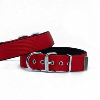Doggie Comfort Woven Red Dog Collar for Large Breeds 5x65 cm