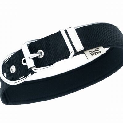 Doggie Comfort Woven Dog Collar Black Padded 4x47-55 cm