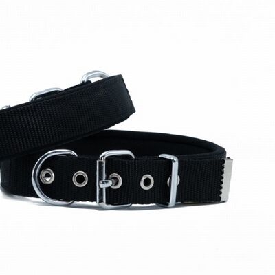 Doggie Comfort Woven Dog Collar Black for Large Breeds 55-65 cm