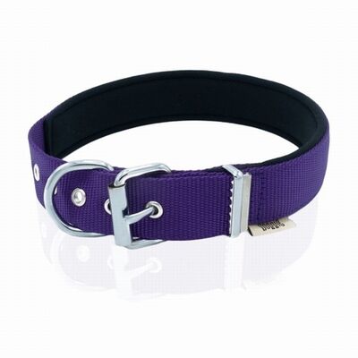 Doggie Comfort Woven Purple Dog Collar for Large Breeds 47-55cm
