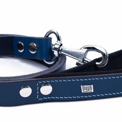 Doggie Comfort Classic Leather Dog Leash Royal Blue 2.5x120cm