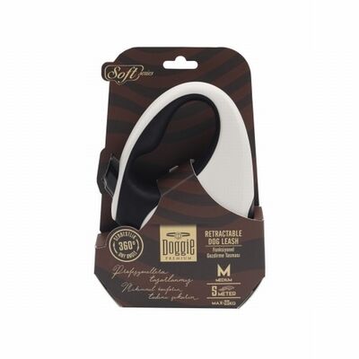 Doggie Soft Series Retractable Dog Leash White Small