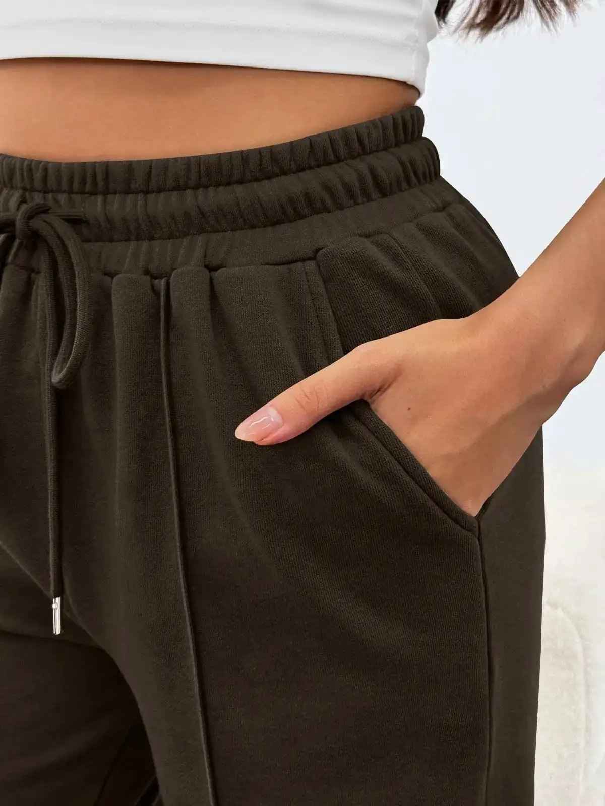 High-waisted Wide-leg Loose-fit Casual Womens Athletic Trousers
