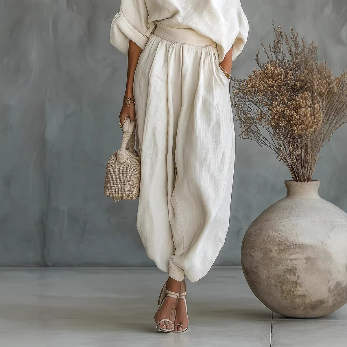 Womens Polyester Wide Leg Pants Suit