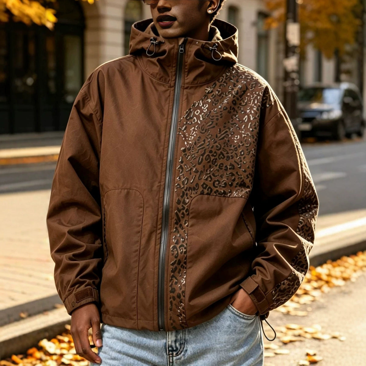Color Changing Leopard Print Windbreaker