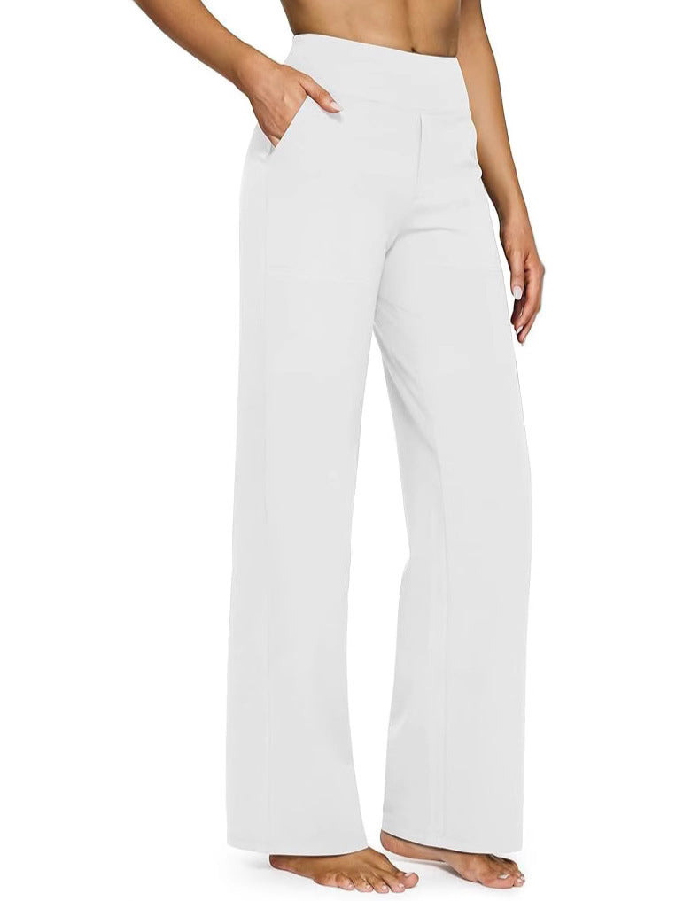 Casual High-Waisted Straight Pants Loose Pocket Yoga Pants