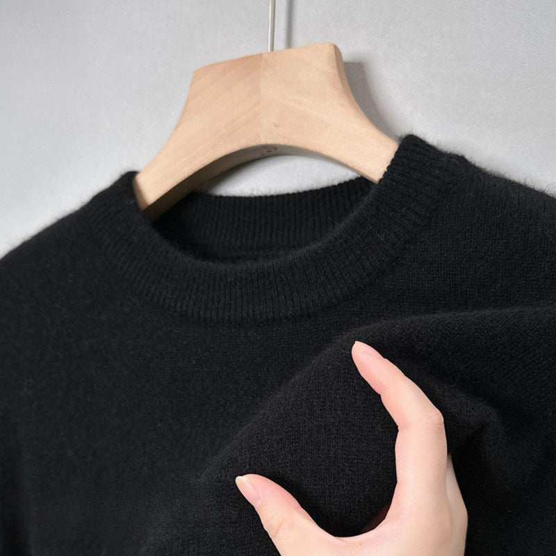 Slim-Fitting Warm Solid Color Round Neck Knitwears