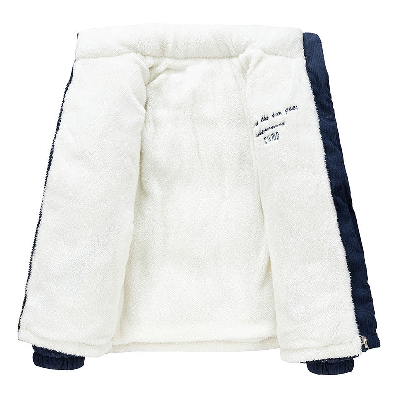 Winter corduroy reversible fleece-lined jacket