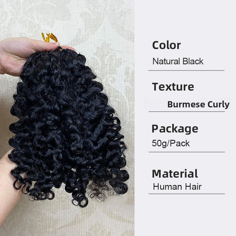 Real Human Hair Crochet Wigs Burmese Curly Extensions