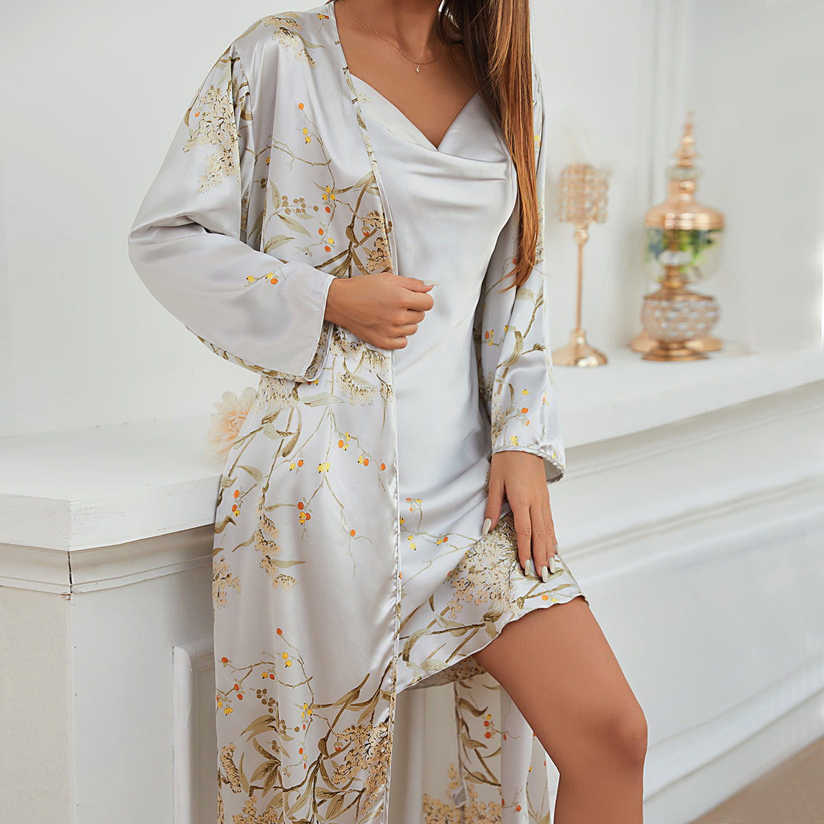 Womens Stretch Satin Loungewear