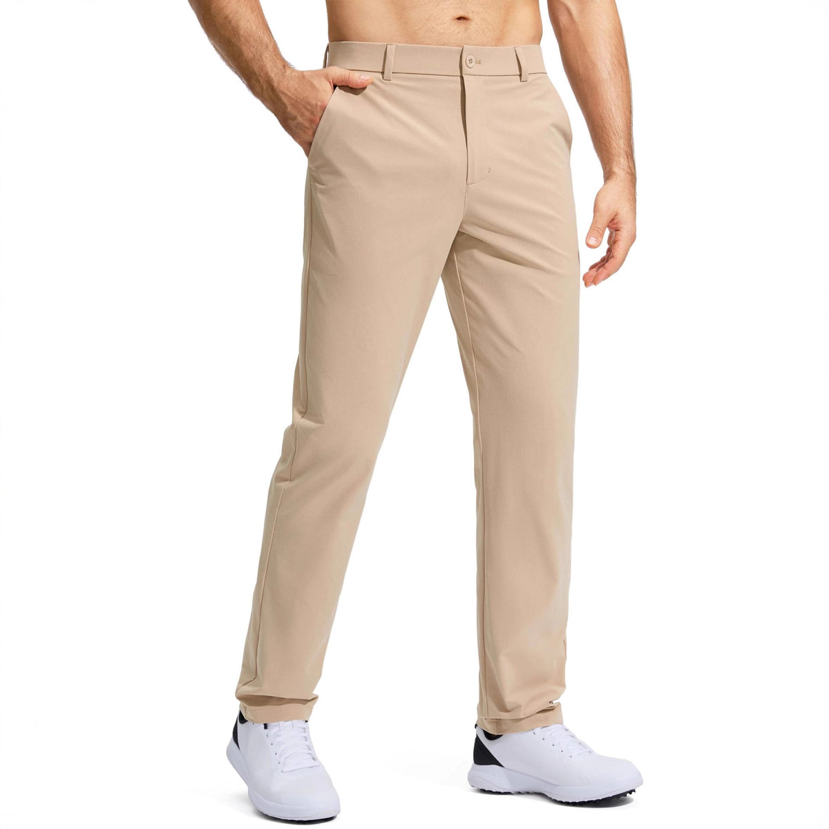 Straight-leg solid-color suit pants