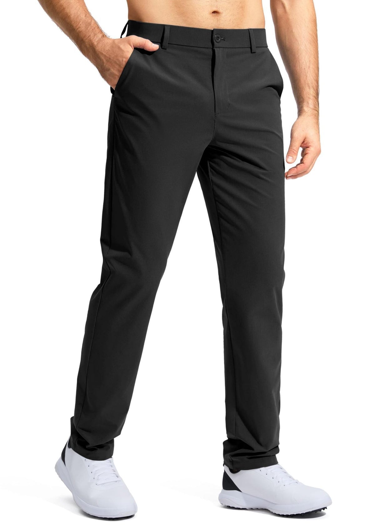Straight-leg solid-color suit pants