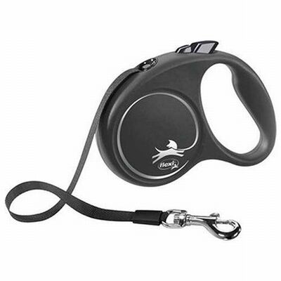 Flexi Black Design Retractable Tape Dog Leash Medium 5m Black
