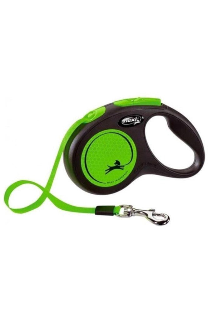 Flexi Neon Tape Retractable Dog Leash S Green 5m