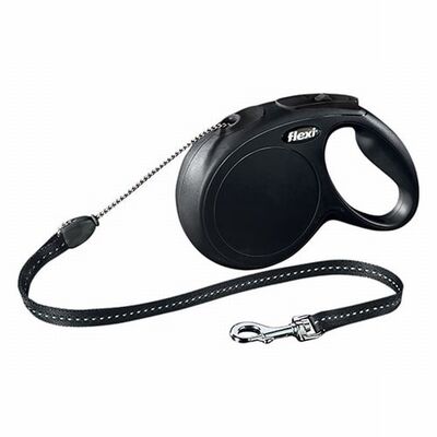 Flexi New Classic Retractable Cord Dog Leash Black Medium 5m