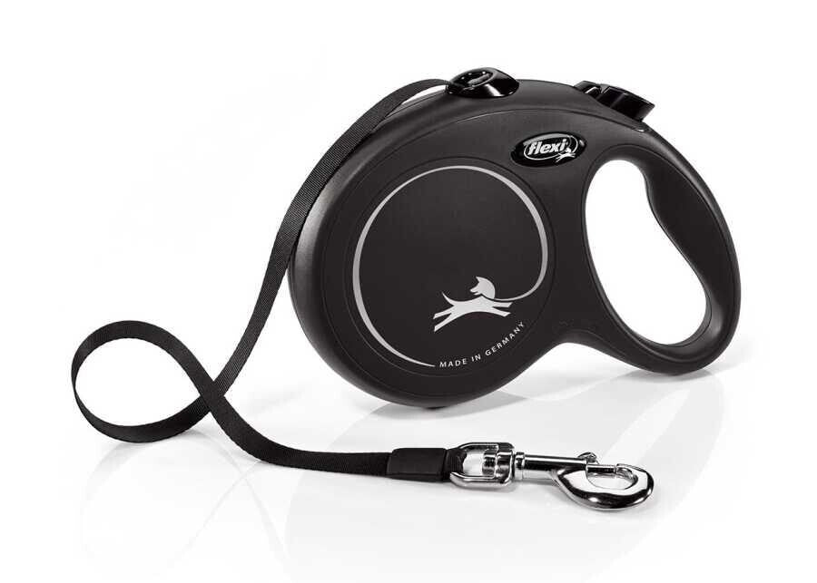 Flexi New Classic Retractable Tape Dog Leash Black Large 8m