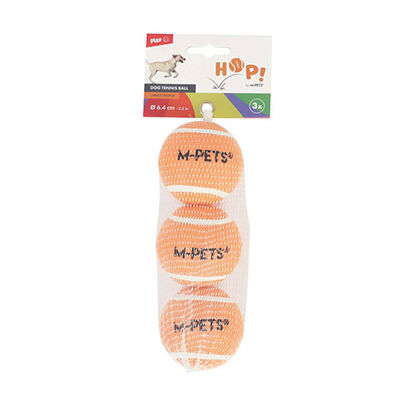 M-Pets Hop Tennis Ball Dog Toy Durable Orange 3-Pack 6.4cm
