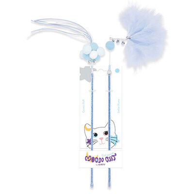 M-Pets Mooncat Interactive Wand Toy Blue Feather 2-Pack 40cm