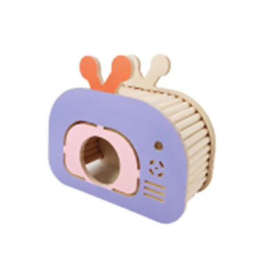Pawise Easyway Wooden TV Rodent Hideout Natural Wood Nest
