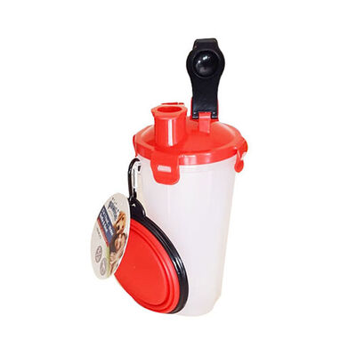 Pawise Dog Travel Water Bottle and Food Bowl Orange 350 ml