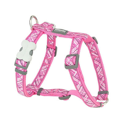 Reddingo Flanno Pattern Pink Dog Harness Large 25mm