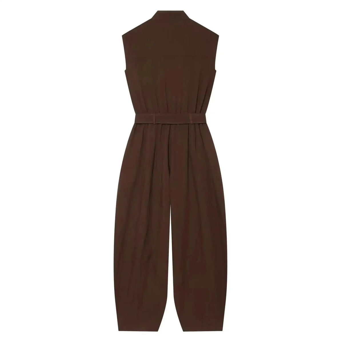Women Long Jumpsuits 2026 Sleeveless Playsuits Elegant Solid Color Rompers Casual Stand Collar Belt Fashion Commuting Outfit by Dropshipman