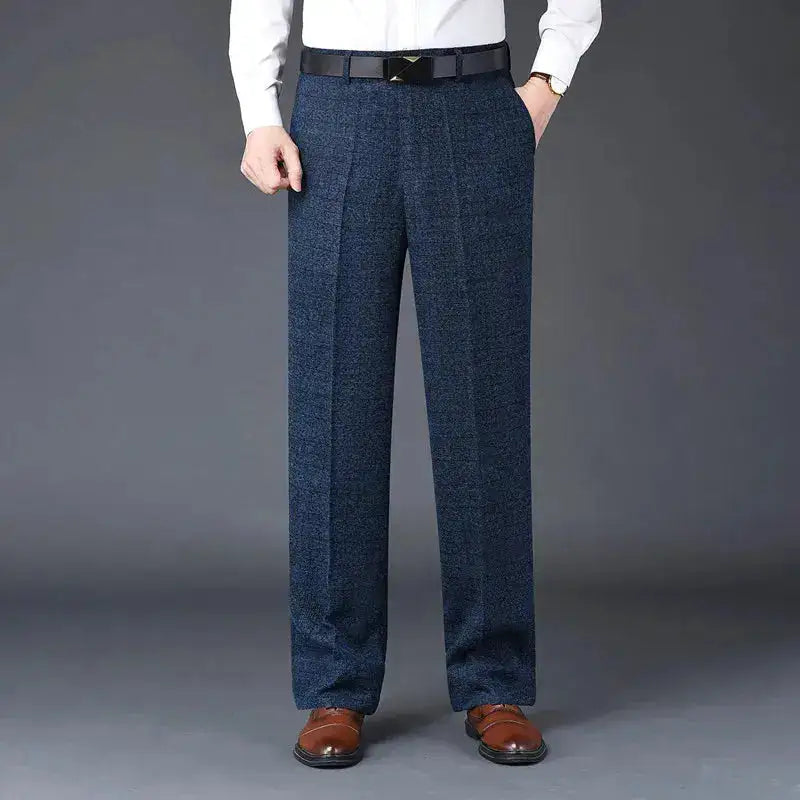 Flat Cashmere Suit Trouser For Male Loose Plaid Hight Waist Classic Straight Formal Mens Dress Pants Business Size 42 44 by Dropshipman