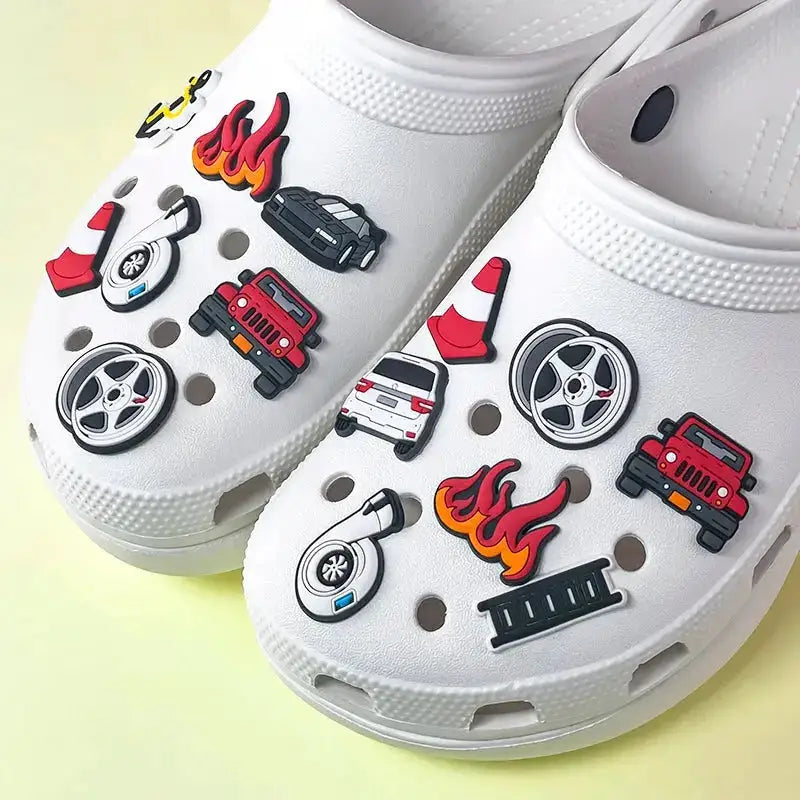 1/9pcs Cruel Jeep Sports Car Shoe Charms for Boys Kids Gift Turbine Hub Shoe Decoration Accessories Ship&
