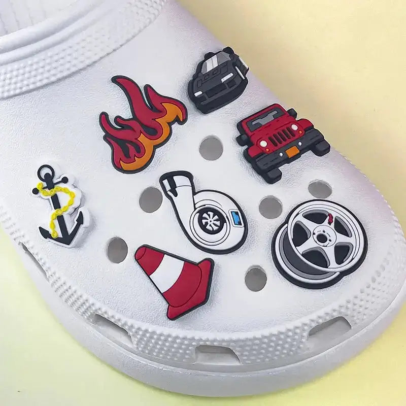 1/9pcs Cruel Jeep Sports Car Shoe Charms for Boys Kids Gift Turbine Hub Shoe Decoration Accessories Ship&