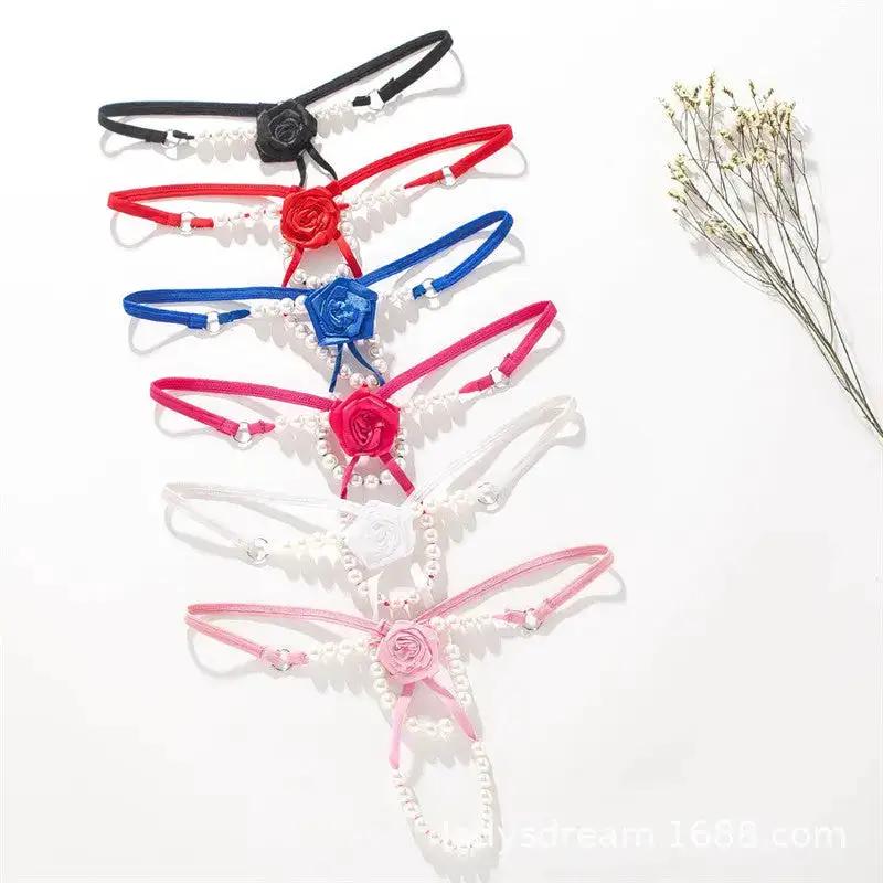 Sexy Lingerie for Women, Lace Open-Crotch, Fully Transparent, Nightclub Sm Pearl Massage Thong, European and American Design by Dropshipman