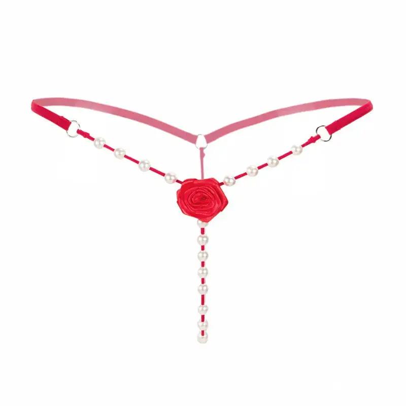 Sexy Lingerie for Women, Lace Open-Crotch, Fully Transparent, Nightclub Sm Pearl Massage Thong, European and American Design by Dropshipman