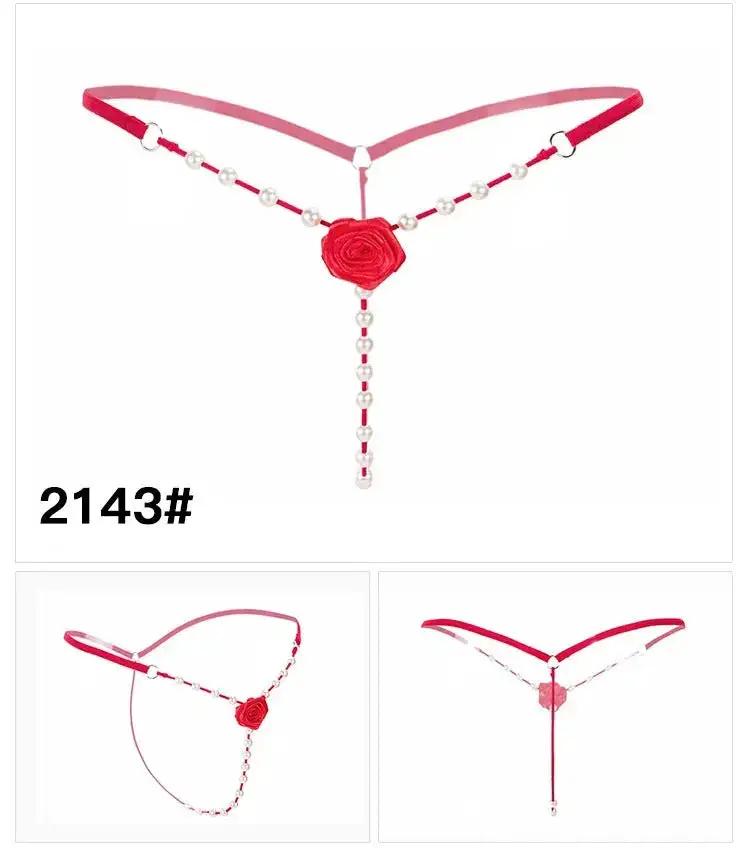 Sexy Lingerie for Women, Lace Open-Crotch, Fully Transparent, Nightclub Sm Pearl Massage Thong, European and American Design by Dropshipman