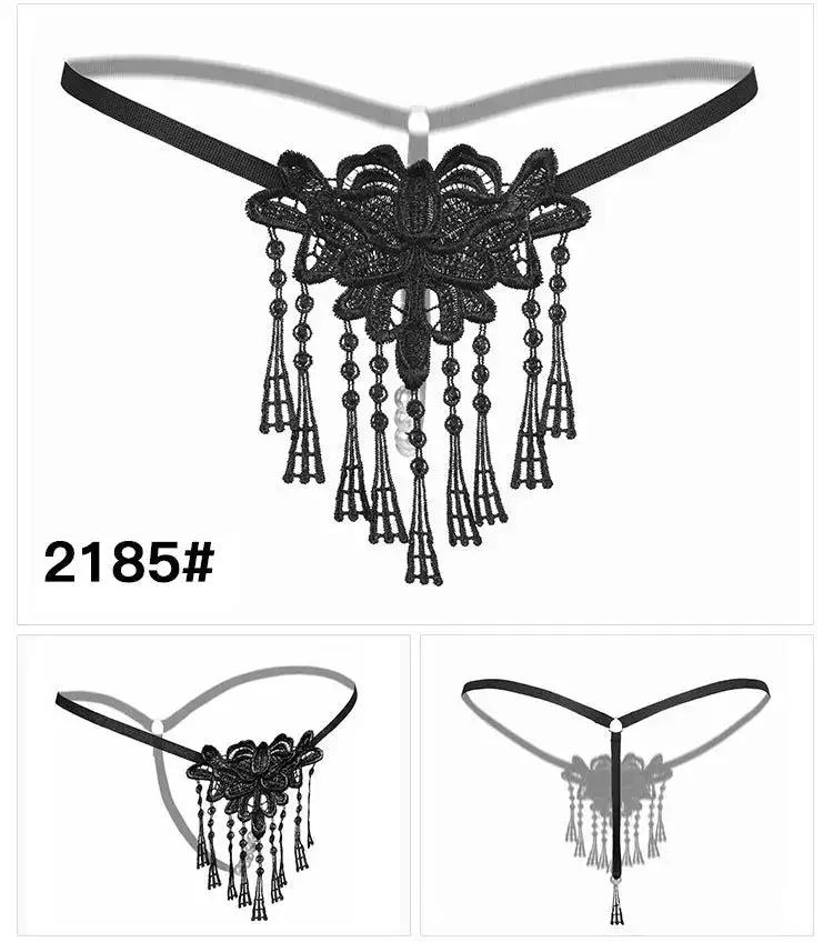 Sexy Lingerie for Women, Lace Open-Crotch, Fully Transparent, Nightclub Sm Pearl Massage Thong, European and American Design by Dropshipman