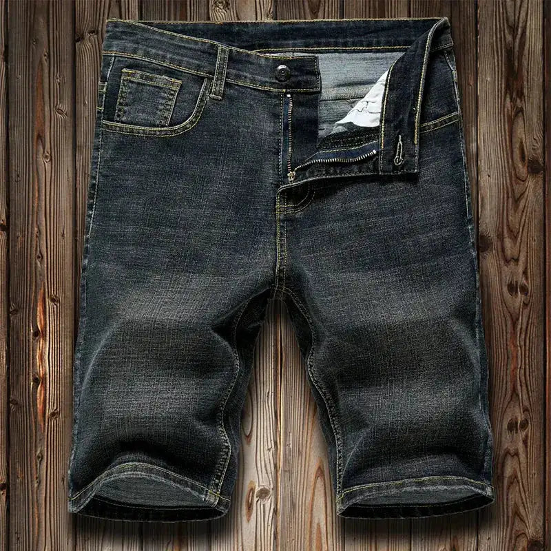 Summer Shorts Jeans Men Denim Pants Stretch Dark Blue Fashion Design Men&