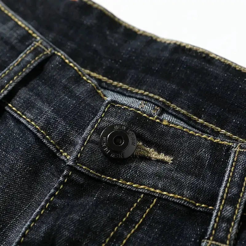 Summer Shorts Jeans Men Denim Pants Stretch Dark Blue Fashion Design Men&