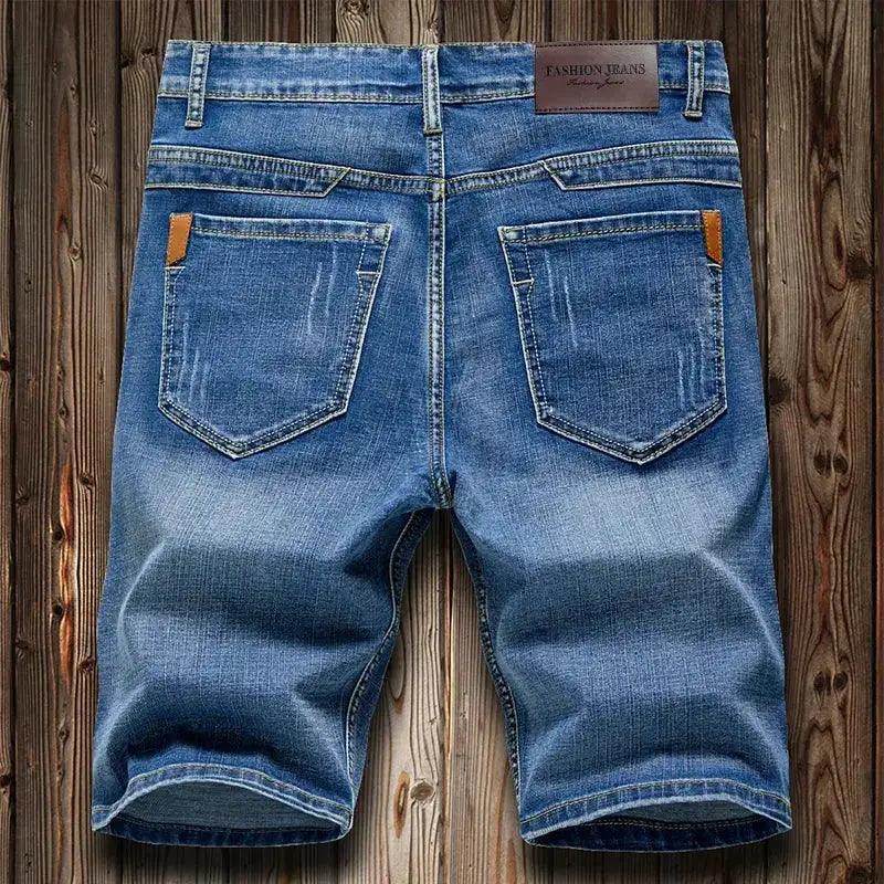 Summer Shorts Jeans Men Denim Pants Stretch Dark Blue Fashion Design Men&