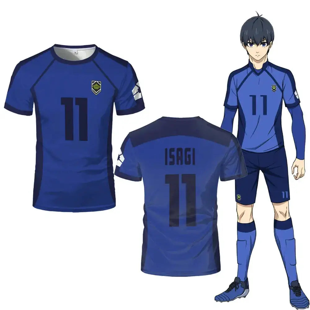ISAGI 3D Print Sports Quick-dry Breathable Men T-Shirt Anime Cosplay Harajuku Football Team Training Parent-child Short Sleeve by Dropshipman