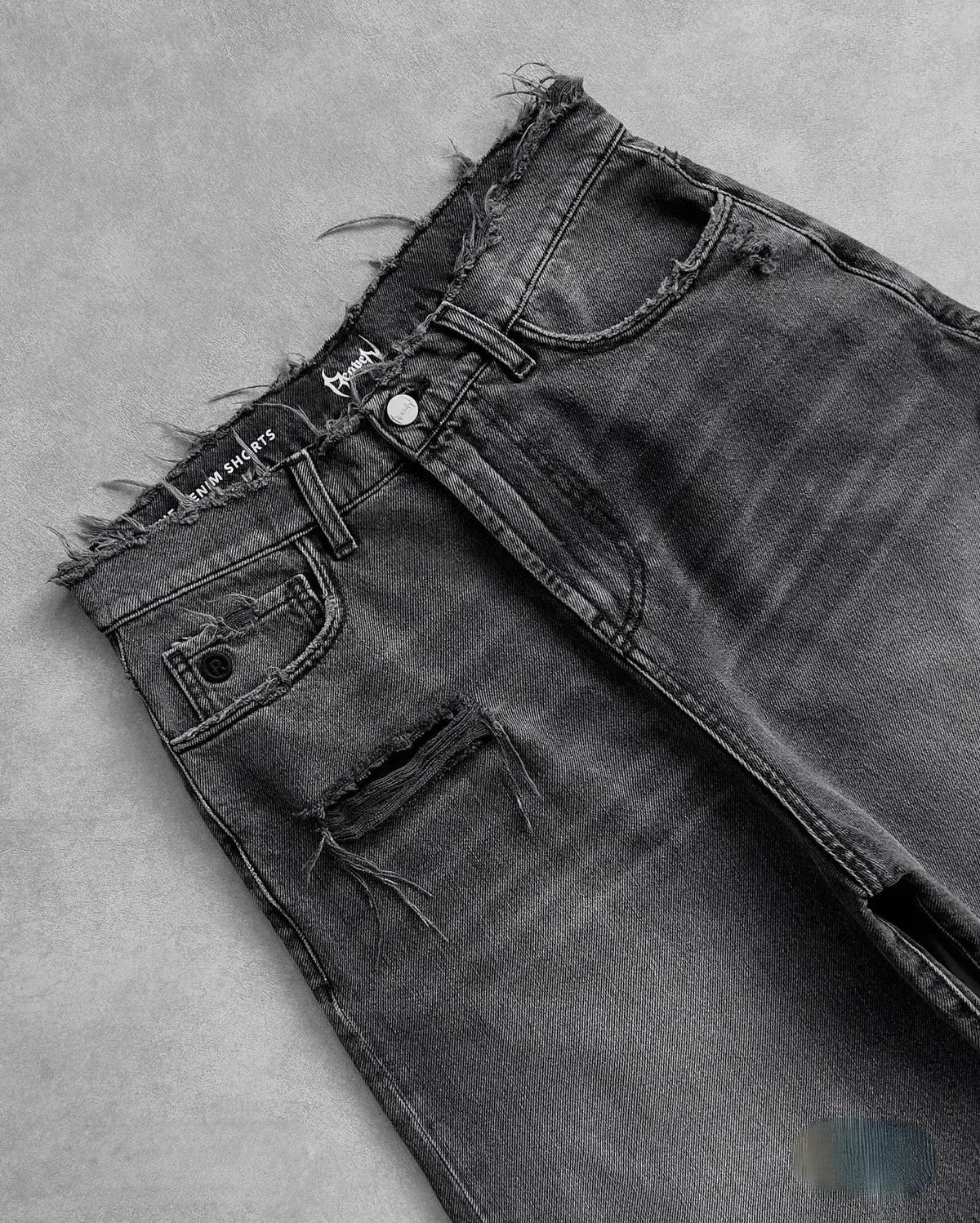 Y2k Black Punk Wash Baggy Work Shorts Men Women Summer Hip Hop Ripped Hole Denim Shorts Raw Edge Casual Jorts Streetwear by Dropshipman