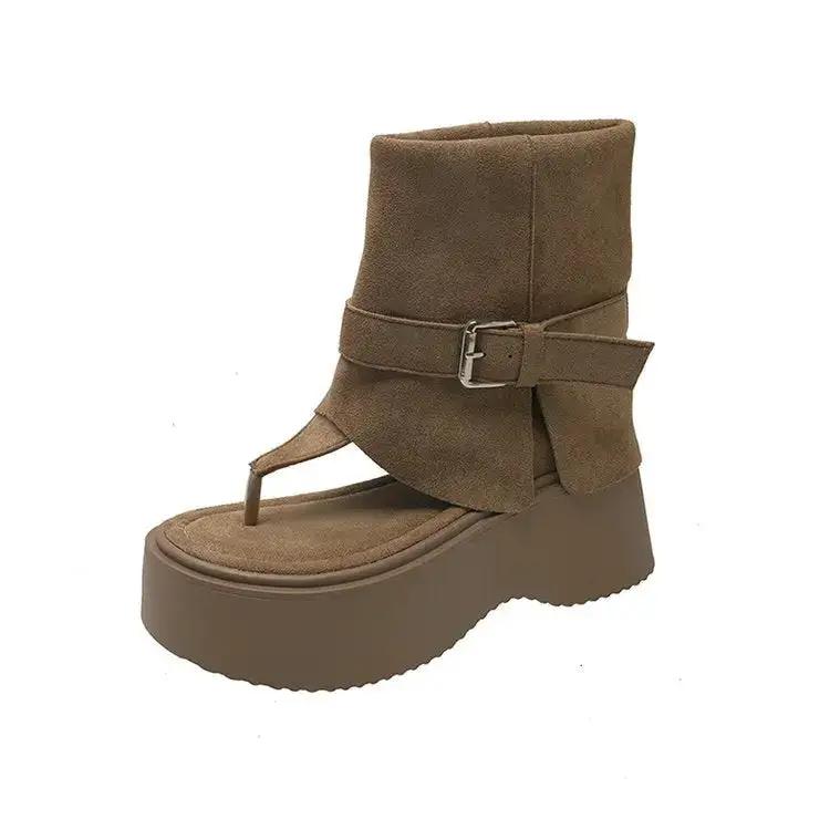 High-End Thong Sandals for Women 2025 Summer New Open-Toe Sandals Platform Thick-Soled Niche Western Trouser Boots by Dropshipman