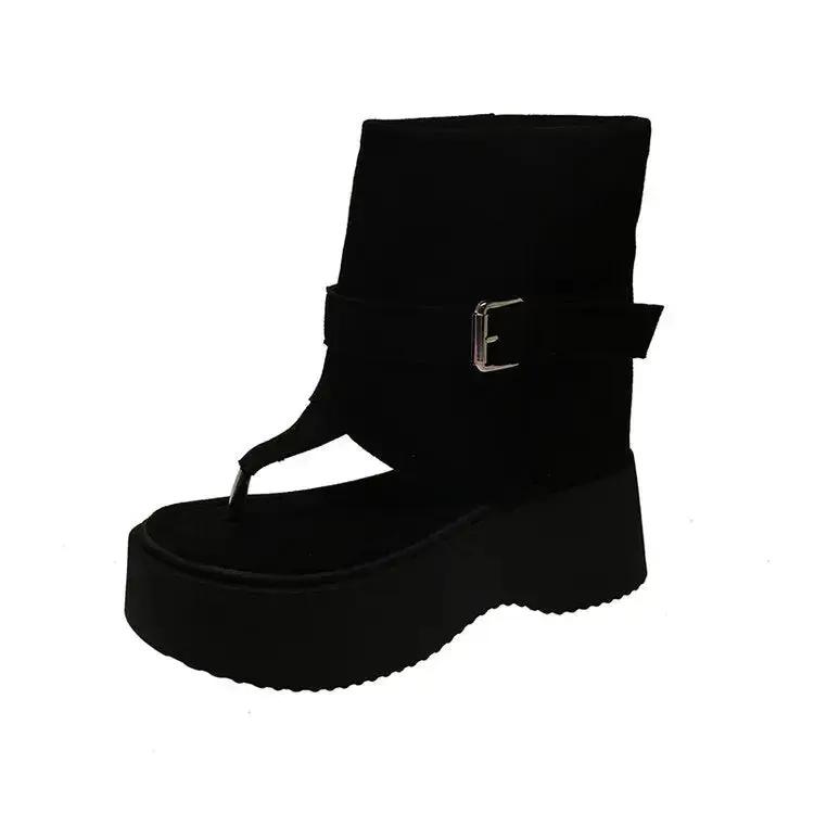 High-End Thong Sandals for Women 2025 Summer New Open-Toe Sandals Platform Thick-Soled Niche Western Trouser Boots by Dropshipman