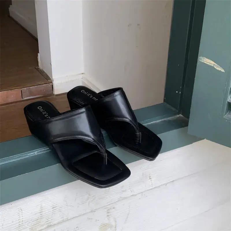 Wedge Thong Slippers Korean Style 2025 Summer New Beach Shoes Fashion Sandals All-match Flip Flops Shoes by Dropshipman