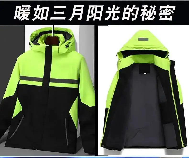 New Winter Work Jacket, Waterproof Windproof Reflective Thermal Coat with Fleece Lining, Stain Resistant Outdoor by Dropshipman