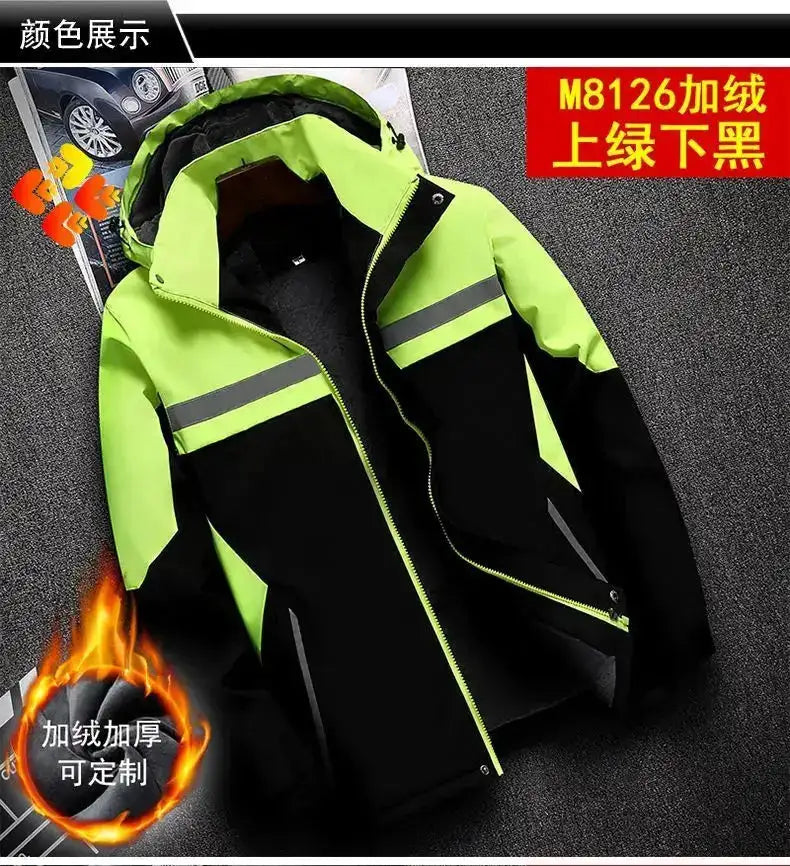 New Winter Work Jacket, Waterproof Windproof Reflective Thermal Coat with Fleece Lining, Stain Resistant Outdoor by Dropshipman