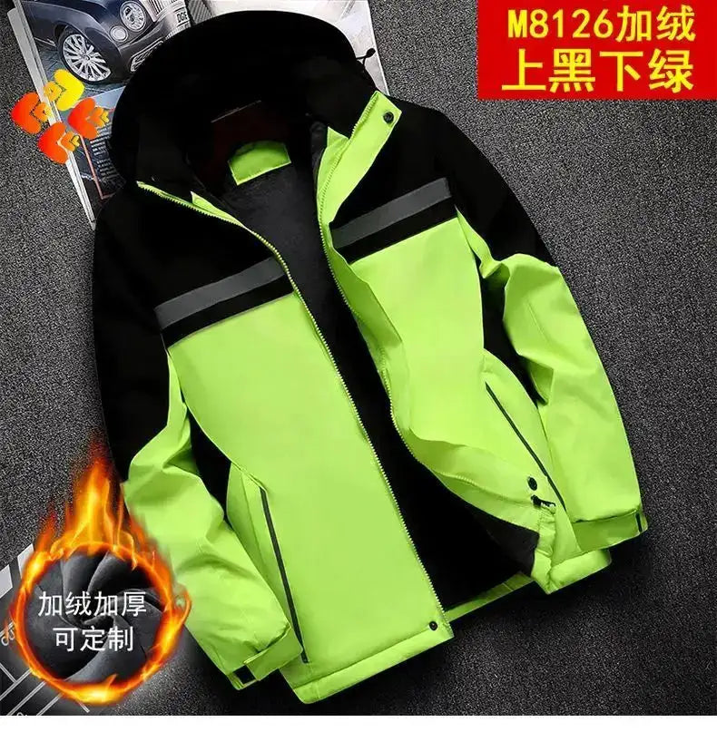 New Winter Work Jacket, Waterproof Windproof Reflective Thermal Coat with Fleece Lining, Stain Resistant Outdoor by Dropshipman