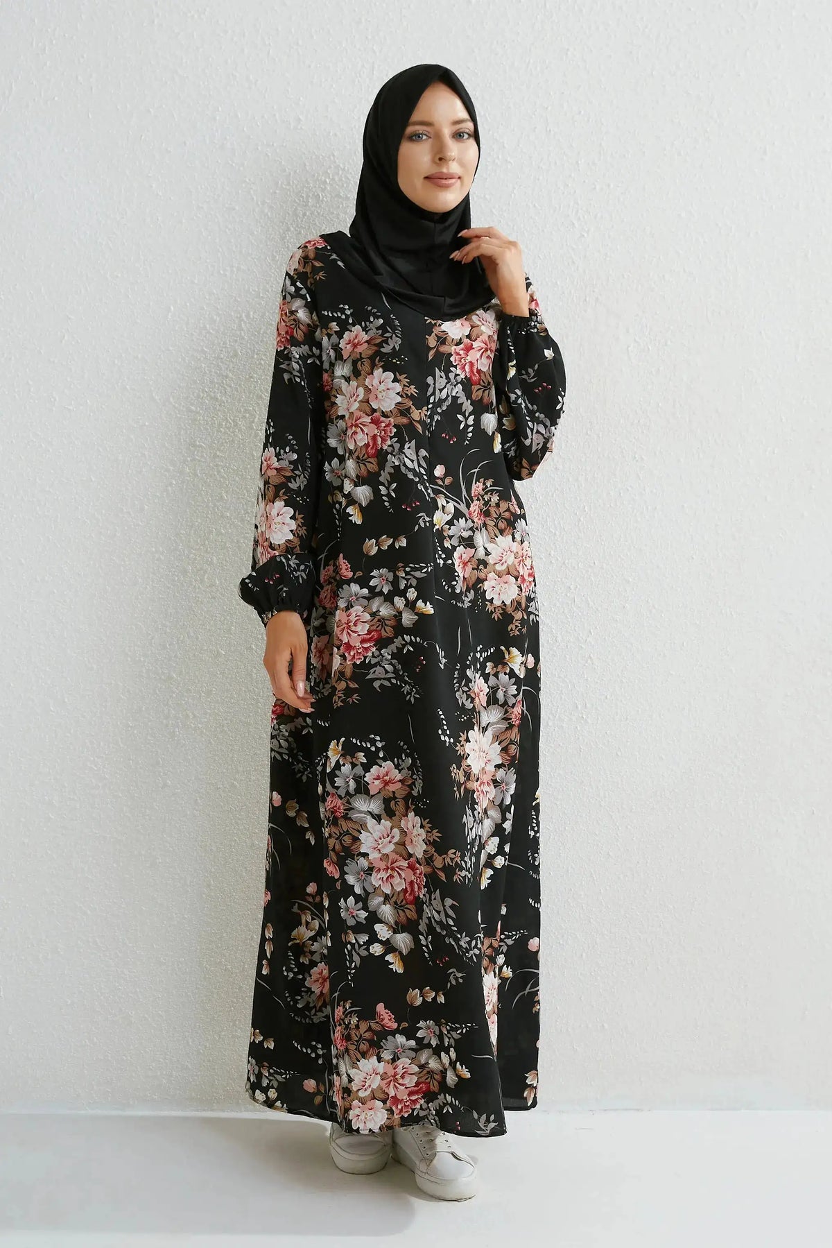 Muslim Dresses Women Maxi Dresses Mujer Vestidoes Female Loose Dresses Full Sleeve Printed Floral Casual Robe Long Dress by Dropshipman