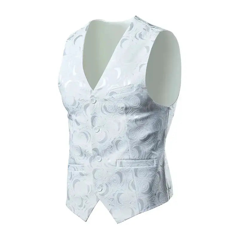 2026 Luxury Business Jacquard Suit Vest Men Slim Fit Tops Black White Wedding Social Dance Party Dress Size 6XL 7XL 8XL by Dropshipman