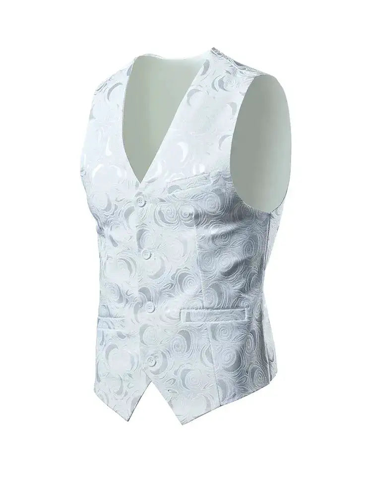 2026 Luxury Business Jacquard Suit Vest Men Slim Fit Tops Black White Wedding Social Dance Party Dress Size 6XL 7XL 8XL by Dropshipman