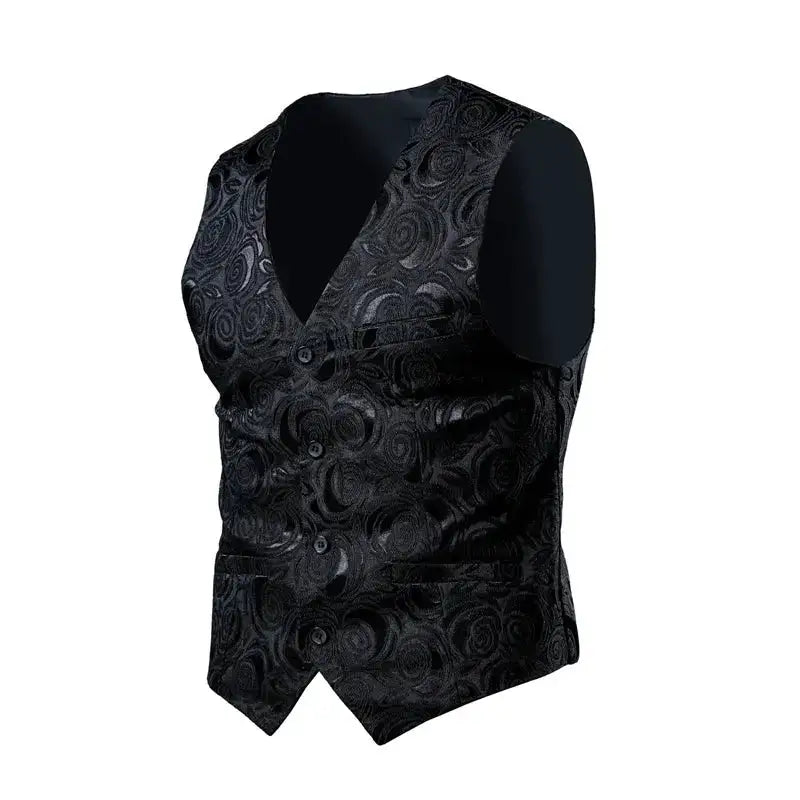2026 Luxury Business Jacquard Suit Vest Men Slim Fit Tops Black White Wedding Social Dance Party Dress Size 6XL 7XL 8XL by Dropshipman